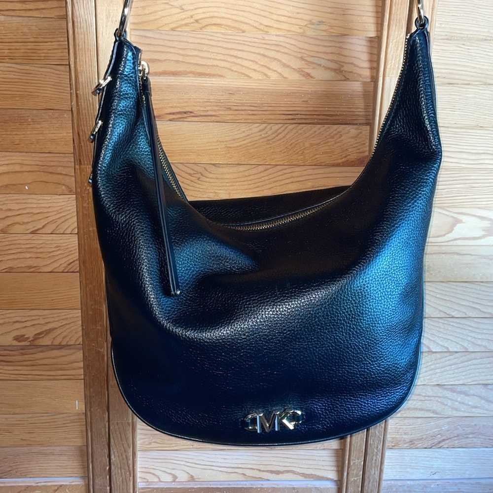 Michael Kors black pebble leather shoulder bag